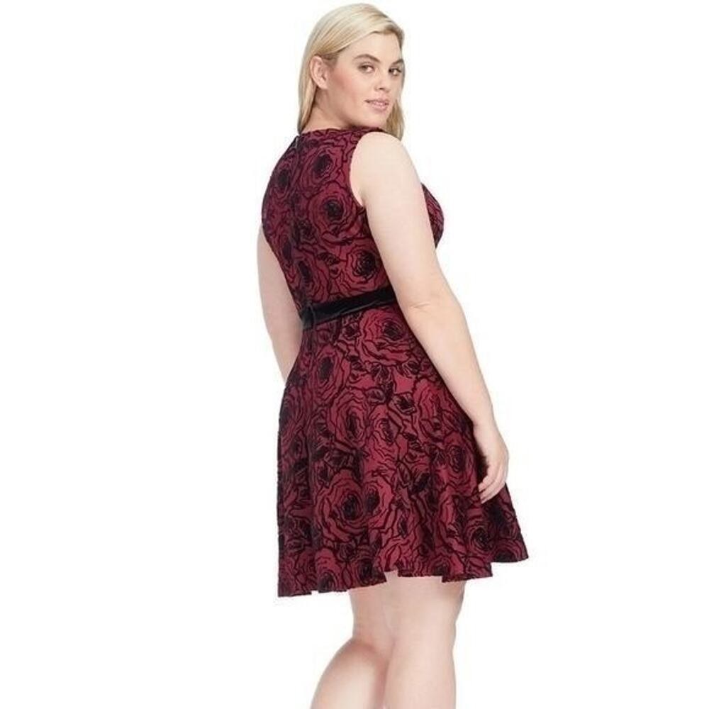 Gabby Skye cranberry and black flocked scuba dress plus size 18W NEW